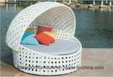 PE Outdoor Rattan Sun Bed with Cushion and Pillow Garden Furniture