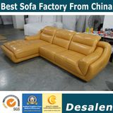 Black Top Grain Leather Sofa with Corner (A849)