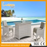 Hotel/Home Synthetic Rattan Uphostery Leather Outdoor Bar Table and Chair Garden Bistro Set Patio Furniture