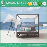 Outdoor Aluminum Daybed with Textile Cushion Garden Sunbed Hotel Double-Bed with Curtains Modern Kd Daybed