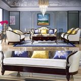 Luxury Antique Leather Sofa with Wood Table and Side Table (102)