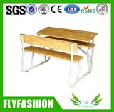 Solid Wood 2 Seats Student Table with Chair Classroom Furniture