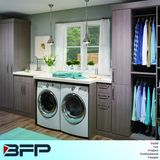 Customized Vertical Wood Grain Laundry Cabinet for Washhouse