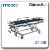 Manual Adjustable Single Crank Hospital Patient Nursing Transfer Trolley with Wheel