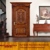 Single Leaf Antique Carved Wood Front Doors for Sale (XS2-007)