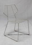 Morden Restaurant Stackable White Metal Wire Dining Chair