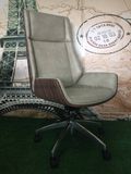 Bended Wood Upholstery Office Chair with Leather and Aluminum Base