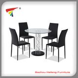 Hot Sale Round Tempered Glass Dining Table Set with 4 Chairs (DT103)