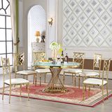 Living Room Glass Top Stainless Steel Round Dining Table
