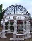 Stone Marble Garden Gazebo with Casting Iron Top (GR034)