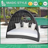 High Quality Daybed with Cushion Outdoor Wicker Daybed Patio Rattan Sun Bed (Magic Style)