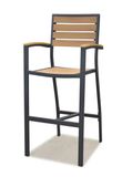 Polywood Furniture Aluminum Frame Outdoor Synthenic Teak Arm Barstools (PWC-15607)