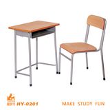 Wooden Board & Metal Frame School Desk and Chair of Education Furniture