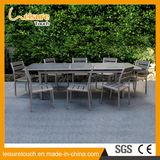 Cheap Garden Patio Party Furniture Scalable Dining-Table Rectangle Plastic Wood Aluminum Metal Chair Table Set for Sale