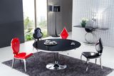 Black Tempered Glass Round Dining Table T-114