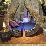 Bird's Nest Sunshine Lounge Beach Circular Dome Garden Furniture Rattan Sunbed T585