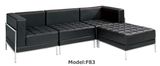 Office Leather Chaise Stainless Steel Commercial Sofa (PE-F83)