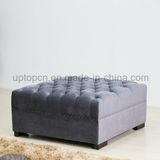 Living Room Furniture Square Upholstery Gray Fabric Cube Stool (SP-ES133)