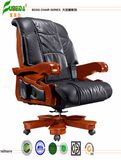 Swivel Leather Executive Office Chair with Solid Wood Foot (FY1309)