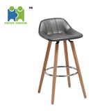 (REDBUD) Cheap Western Kitchen Bar Stool for Heavy People, Wood Leg Base Bar High Stool