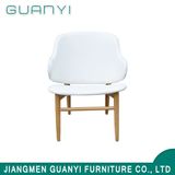 Restaurant Wooden Legs Leisure Fabric Armrest Dining Chairs