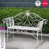 Antique White Folding Metal Garden Bench