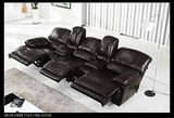 Electric Recliner Cinema Chair Real Leather Lounge Sofa Power Recliner Chair with Console Black