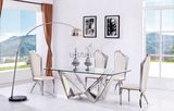 Stainless Steel Dining Table with Glass Set Metal Table