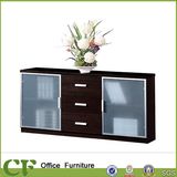 Walnut Wood Glass Door Low Cabinet Shelf Cabinet (CD-82206)