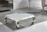 Living Room Furniture Tempered Glass Top Stainless Steel Base Square Coffee Table