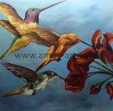 Handmade Humming Bird Oil Painting for Wall Decor