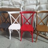 Modern Strong Stackable Wood X Cross Back Chair