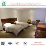 Plywood with Solid Wood Hotel Furniture of Twin Bedroom Set