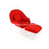Modern Metal Frame Fabric Womb Chair with Ottoman