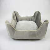 2018 OEM Customized New Beige Superfine Velvet Super Soft Plush Cushion Cat Pet House Dog Bed