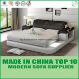 European Style Real Leather Bed with LED