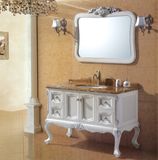 Oak Wooden Bathroom Cabinet with Marble Counter