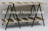 2 Tier Antique Vintage Decoration Wooden/Metal Wrought Iron Shelf Brackets