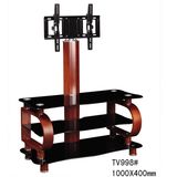 Tall Black Wall Mount Bracket TV Stands with Glass Shelves