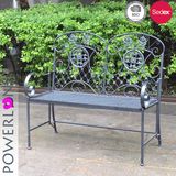 Antique Black Foldable Iron Garden Bench