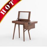 Walnut Wooden Storage Dressing Vanity Table with Mirror