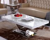 White Marble Silver Stainless Steel Coffee Table for Living Room