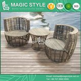 Rattan Coffee Chair Leisure Wicker Chair Patio Stool Garden Stool Cafe Set (Magic Style)