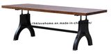 Modern Industrial Round Metal Dining Restaurant Wooden Top Table