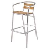 Outdoor Aluminum Plastic Wood Patio Bar Stools (AB-06008)