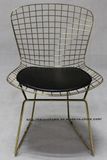 Dining Restaurant Kd Metal Bertoia PU Cushion Gold Wire Chair