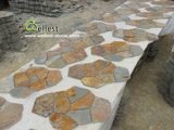 Meshed Beige Rustic Random Flagstone Tile Slate Paving