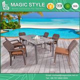 Patio Arm Chair Rattan Armless Chair Outdoor Dining Set Stackable Chair (MAGIC SYTLE)