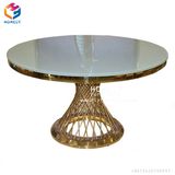 Luxury Hotel Dining Gold Wedding Stainless Steel Table (HLY-TS01)