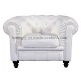 Chesterfield Solid Wood Frame Office Leather Sofa with Button